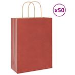 vidaXL Papieren zakken 50 st met hengsels 26x12x35 cm rood, Diversen, Cadeauverpakkingen, Verzenden, Nieuw