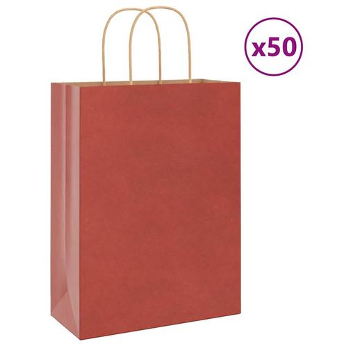 vidaXL Papieren zakken 50 st met hengsels 26x12x35 cm rood, Diversen, Cadeauverpakkingen, Nieuw, Verzenden