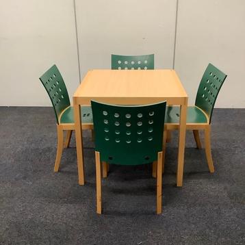 Complete set van 4 stuks stoelen + tafel, beuken - groen beschikbaar voor biedingen