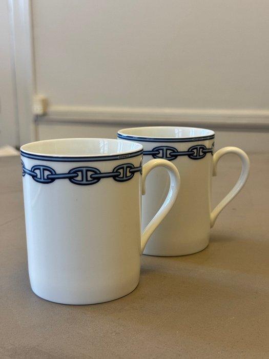 Hermès - Mok (2) - Ankerketting - blauw - Porselein, Antiquités & Art, Antiquités | Meubles | Tables