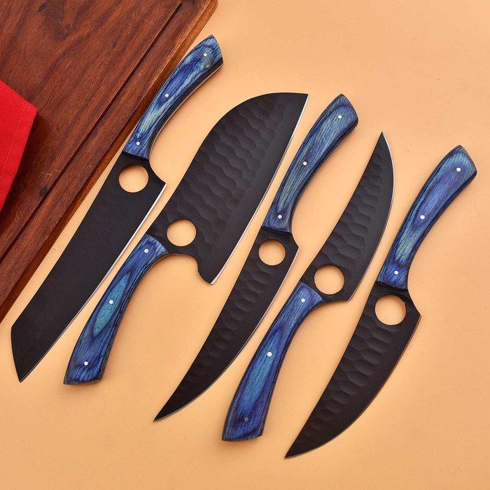 Keukenmes - Pakka wood, met de hand gevouwen staal met, Antiek en Kunst, Antiek | Keukengerei