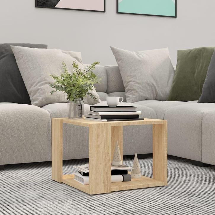 vidaXL Salontafel 40x40x30 cm bewerkt hout sonoma, Huis en Inrichting, Tafels | Salontafels, Nieuw, Verzenden