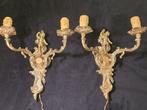 Wandkandelaar (2) - Verguld messing - Paar cherubijnen