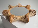 Wandspiegel - Hout, stro - Mid Century Sunburst