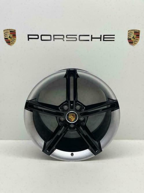 Porsche Taycan ORIGINELE 21 Mission E zwart/zilver + banden, Auto-onderdelen, Banden en Velgen, 21 inch, Zomerbanden, 305 mm, Personenwagen