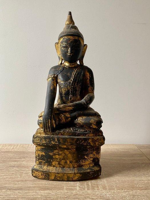 Bouddha Birmanie / Myanmar 18e/19e eeuw - Hout - Myanmar, Antiek en Kunst, Kunst | Niet-Westerse kunst