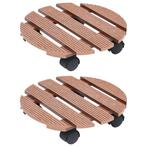 vidaXL Plantentrolleys 2 st Ø30x7,5 cm HKC bruin, Tuin en Terras, Verzenden, Nieuw