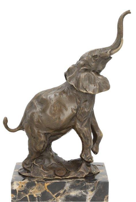 Beeldje - An Elephant - Brons, Marmer, Antiquités & Art, Curiosités & Brocante