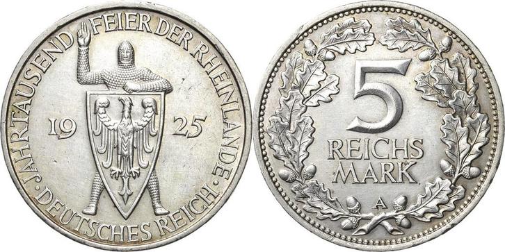 5 Reichsmark 1925 (MuntenenBankbiljetten-Duitslandvanaf1871), Postzegels en Munten, Munten | Europa | Niet-Euromunten, België