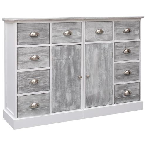 vidaXL Dressoir met 10 lades 113x30x79 cm hout grijs, Huis en Inrichting, Kasten | Dressoirs, Nieuw, Verzenden