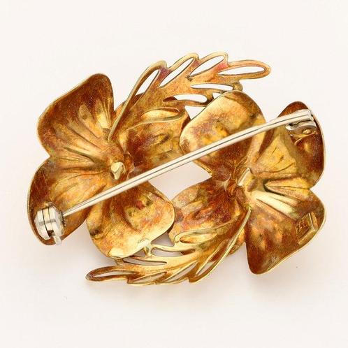 Broche - 18 karaat Geel goud - Parel, Handtassen en Accessoires, Antieke sieraden