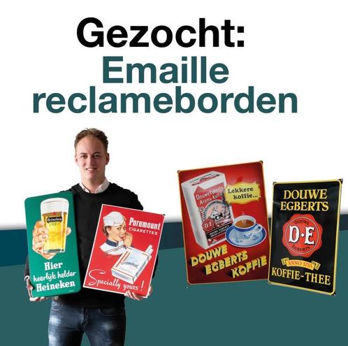 GEZOCHT / GEVRAAGD emaille reclamebord , oud emaille bord, Verzamelen, Merken en Reclamevoorwerpen, Nieuw