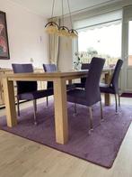 Set van 4 leren eetkamerstoelen - met wieltjes - paars leer, Huis en Inrichting, Stoelen, Overige kleuren, Nieuw, Leer, Ophalen of Verzenden