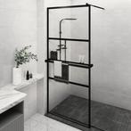 vidaXL Paroi de douche avec étagère Noir 90x195 cm Verre, Verzenden
