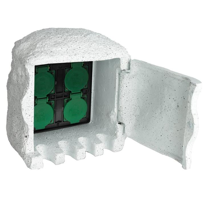 vidaXL Tuinstopcontact 4 ingangen waterproof resin wit, Doe-het-zelf en Bouw, Elektriciteit en Kabels, Nieuw, Verzenden