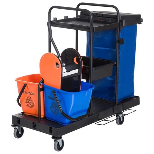 TRUUSK Schoonmaakwagen - Met 4 Lichtlopende Wielen - Zwart/B, Huis en Inrichting, Schoonmaakartikelen, Verzenden