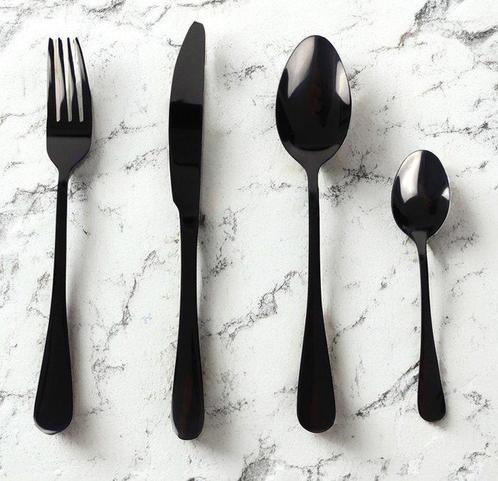 Ménagère (48) - Acier - Noir Éclat - Ensemble sombre, Antiek en Kunst, Antiek | Meubels | Tafels