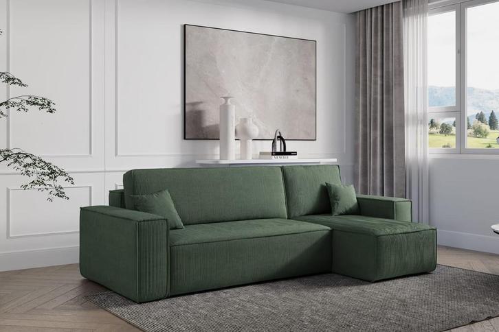 Slaapbank Ribstof Karlo Groen | Universeel | €449,-, Huis en Inrichting, Slaapkamer | Slaapbanken, Overige maten, Overige maten