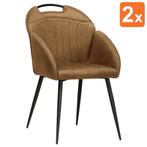 Stoelen | BELIZE | Microvezel/Metaal | Cognac | Zwarte, Verzenden, Nieuw in verpakking