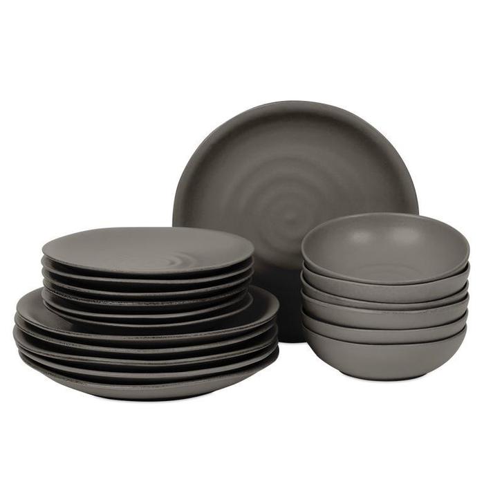 18-delige dinnerset - Clay antraciet - 18-delig | 6-persoons, Huis en Inrichting, Keuken | Servies, Nieuw, Keramiek, Verzenden