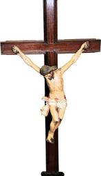 Antiek Crucifix - Hout - 1920-1930 - Groot oud kruisbeeld -