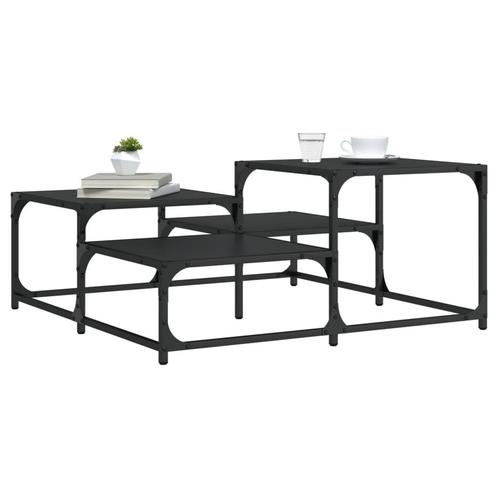 vidaXL Salontafel 87,5x87,5x40 cm bewerkt hout zwart, Huis en Inrichting, Tafels | Salontafels, Nieuw, Verzenden