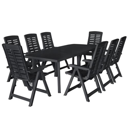 vidaXL 9-delige Tuinset kunststof antraciet, Tuin en Terras, Tuinsets en Loungesets, Tuinset, Nieuw, Verzenden