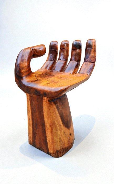 Stoel - Teak - grote stoel/mano tek, Antiek en Kunst, Kunst | Designobjecten