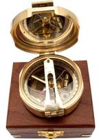 Boussole marine - Laiton - Nautisch messing Kompas in houten, Antiquités & Art