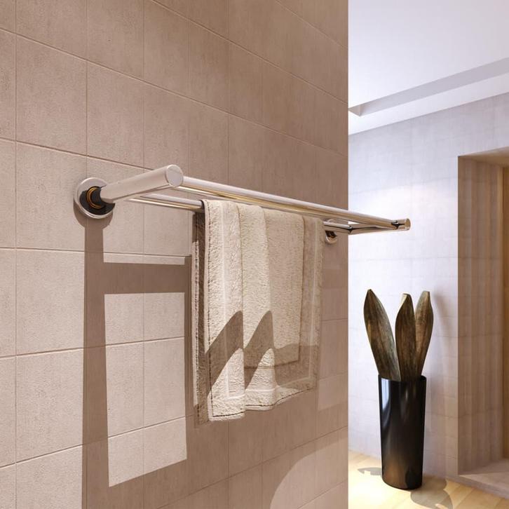 vidaXL Handdoekenrek met 2 buizen roestvrij staal, Huis en Inrichting, Badkamer | Badtextiel en Accessoires, Nieuw, Verzenden