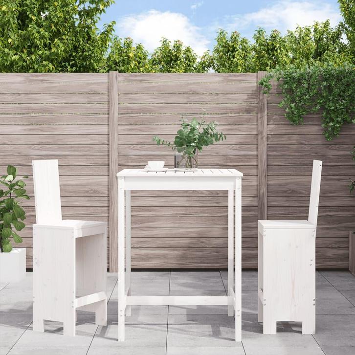 vidaXL 3-delige Barset massief grenenhout wit, Tuin en Terras, Tuinsets en Loungesets, Nieuw, Verzenden
