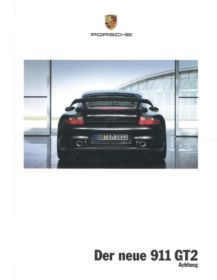 2008 PORSCHE 911 GT2 HARDCOVER BROCHURE DUITS, Boeken, Auto's | Folders en Tijdschriften