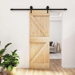 vidaXL Schuifdeur met beslag 70x210 cm massief grenenhout, Doe-het-zelf en Bouw, Deuren en Vliegenramen, Verzenden, Nieuw