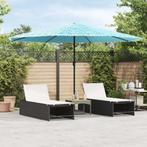 vidaXL Parasol met stalen paal 388x388x248 cm blauw, Tuin en Terras, Verzenden, Nieuw