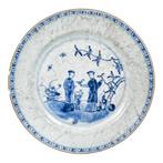 Yongzheng blue and white porcelain plate of scholars and boy