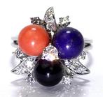 Bague - 14 carats Or blanc Diamant (Naturelle) - Onyx -, Handtassen en Accessoires, Ringen, Nieuw