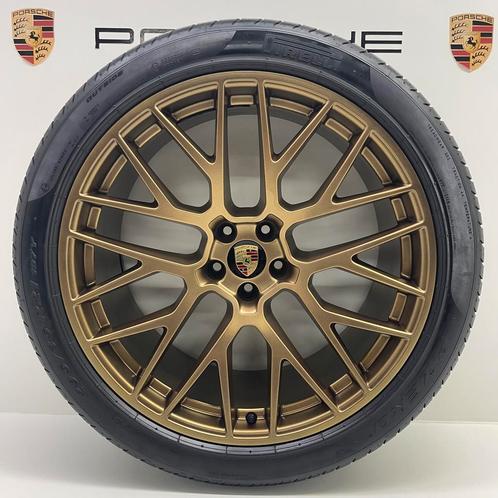 Porsche Macan ORIGINELE 21inch RS Spyder goud met banden N0, Auto-onderdelen, Banden en Velgen, 21 inch, Zomerbanden, 295 mm, Personenwagen
