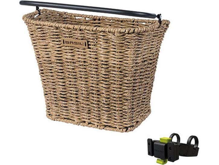 Basil Bremen Rattan Look - Fietsmand KF - Inclusief, Fietsen en Brommers, Fietsaccessoires | Overige Fietsaccessoires, Zo goed als nieuw