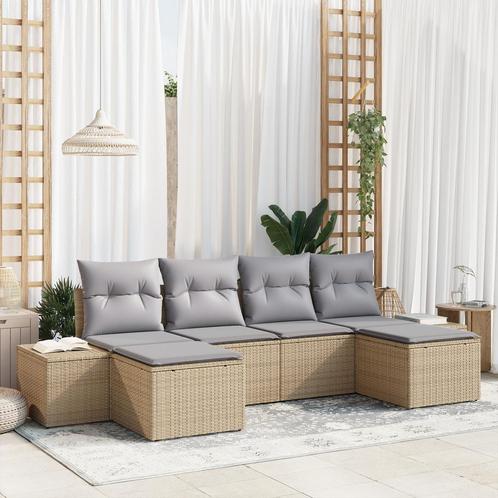 vidaXL 6-delige tuinset met kussens Beweegbare Riet, Tuin en Terras, Tuinsets en Loungesets, Tuinset, Nieuw, Verzenden