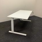 Slinger bureau 160x80 cm, wit blad - wit metalen L -poten, In hoogte verstelbaar, Gebruikt, Bureau