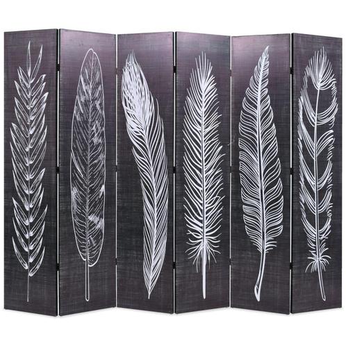vidaXL Kamerscherm inklapbaar veren 228x170 cm zwart en wit, Huis en Inrichting, Woonaccessoires | Overige, Nieuw, Verzenden