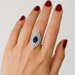 Bague - 18 carats Or blanc - 3.86ct. tw. Saphir - Diamant -
