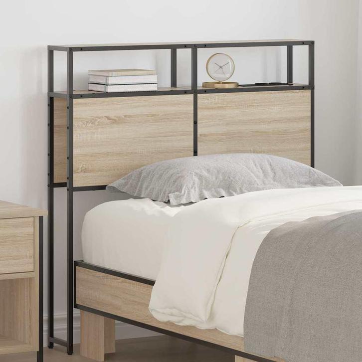 vidaXL Opberghoofdbord met plank Sonoma eiken 100 cm Bewerkt, Huis en Inrichting, Slaapkamer | Bedden, Nieuw, Verzenden