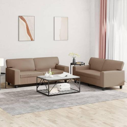 vidaXL 2-delige Loungeset kunstleer cappuccinokleurig, Huis en Inrichting, Zetels | Zetels, Nieuw, Verzenden