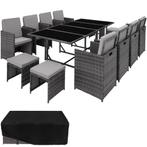 tectake Wicker zitgroep Palma 8+4+1 met beschermhoes - grijs, Verzenden, Nieuw