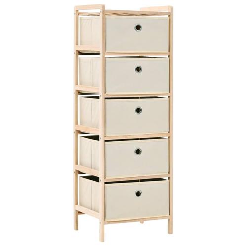 vidaXL Opbergmeubel met 5 stoffen manden cederhout beige, Huis en Inrichting, Kasten | Overige, Nieuw, Verzenden