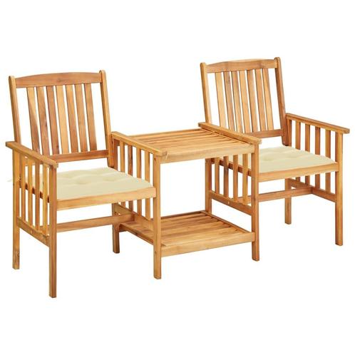 vidaXL Tuinstoelen met tafeltje en kussens massief, Tuin en Terras, Tuinsets en Loungesets, Nieuw, Verzenden
