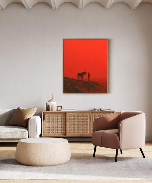 Erminando Aliaj - Man with an horse, Antiek en Kunst, Kunst | Schilderijen | Modern
