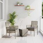 vidaXL Tuin Bistro Set 3 pcs Grijs Poly rattan, Tuin en Terras, Verzenden, Nieuw