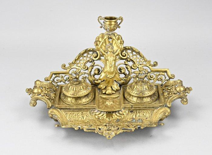 Inktpot - MESSING INKTSTEL, 1880 - Messing, Antiek en Kunst, Antiek | Overige Antiek